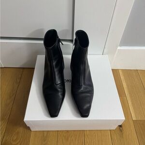 Elegant Black Leather Ankle Booties